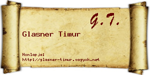 Glasner Timur névjegykártya